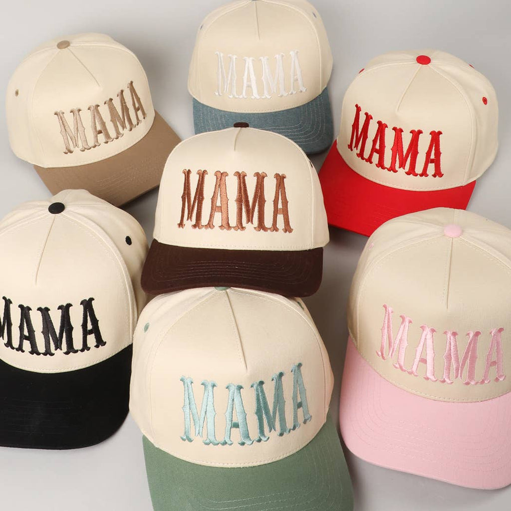 Fashion City - MAMA Typographic Design Embroidery Baseball Cap