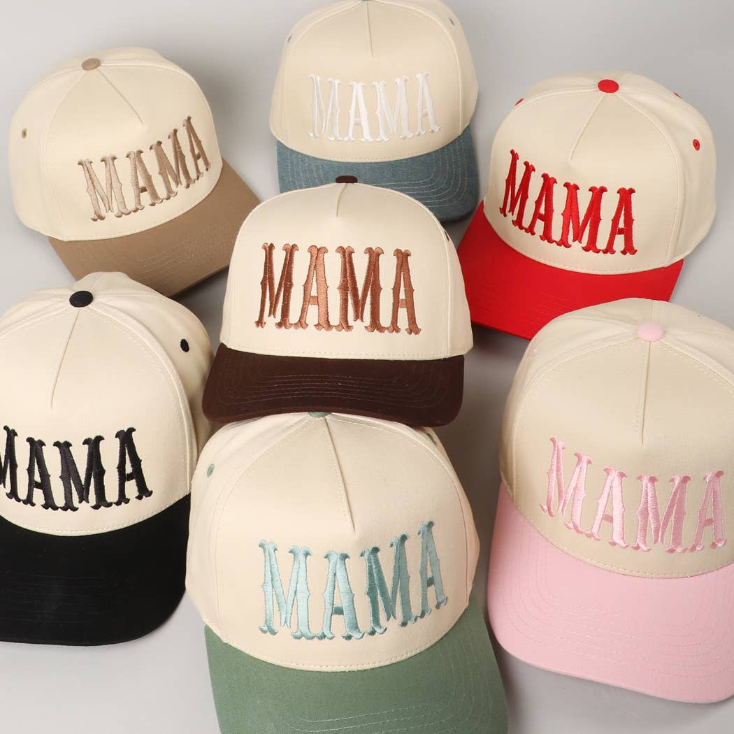 Fashion City - MAMA Typographic Design Embroidery Baseball Cap