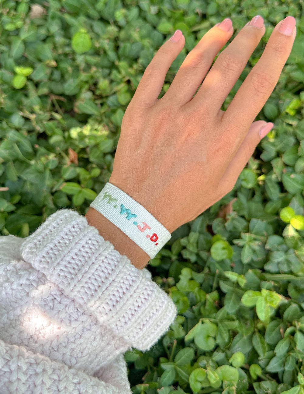Elevated Faith - White WWJD Embroidered Bracelet