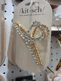 Metal Rhinestone Loop Claw Clip 1pc- Gold