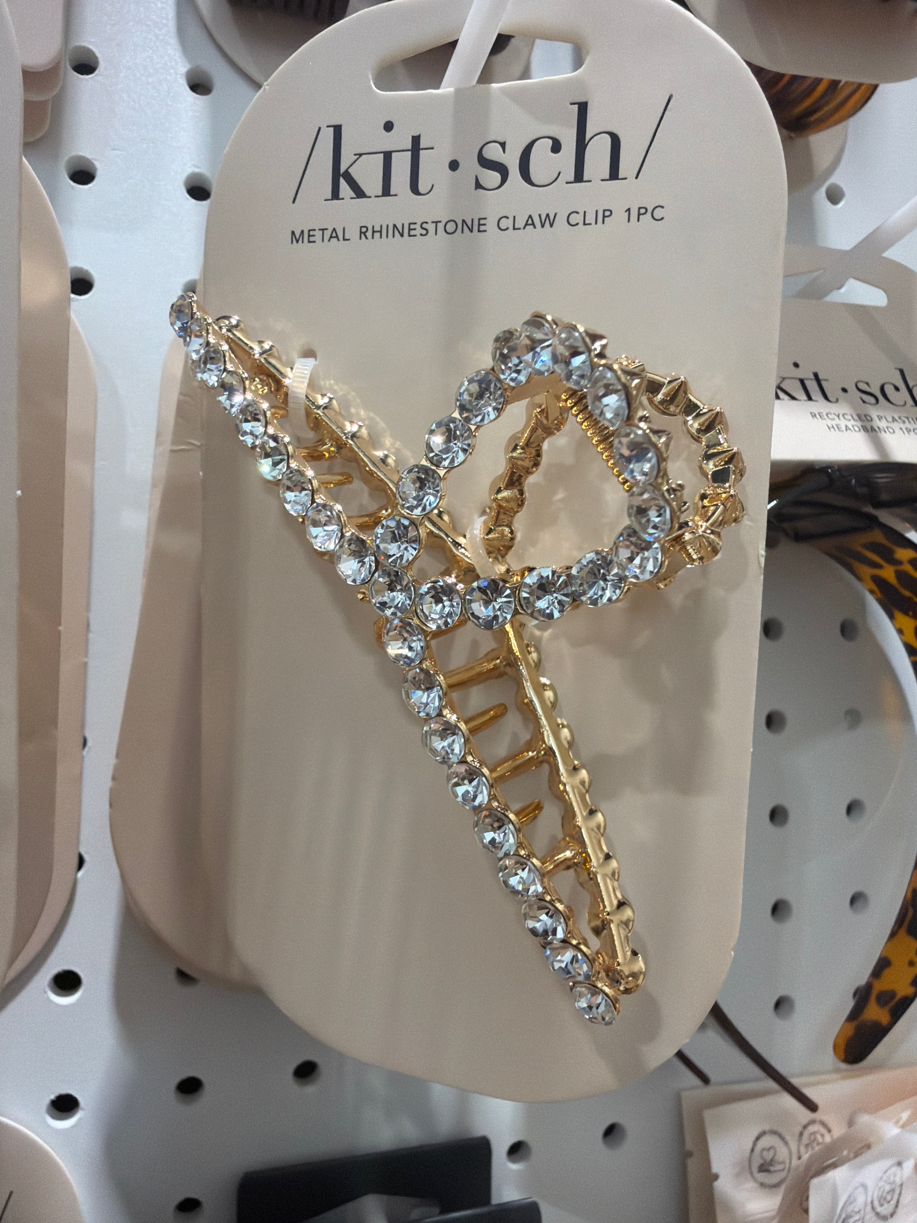 Metal Rhinestone Loop Claw Clip 1pc- Gold