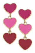 Valentine's Triple Drop Enamel Heart Earrings