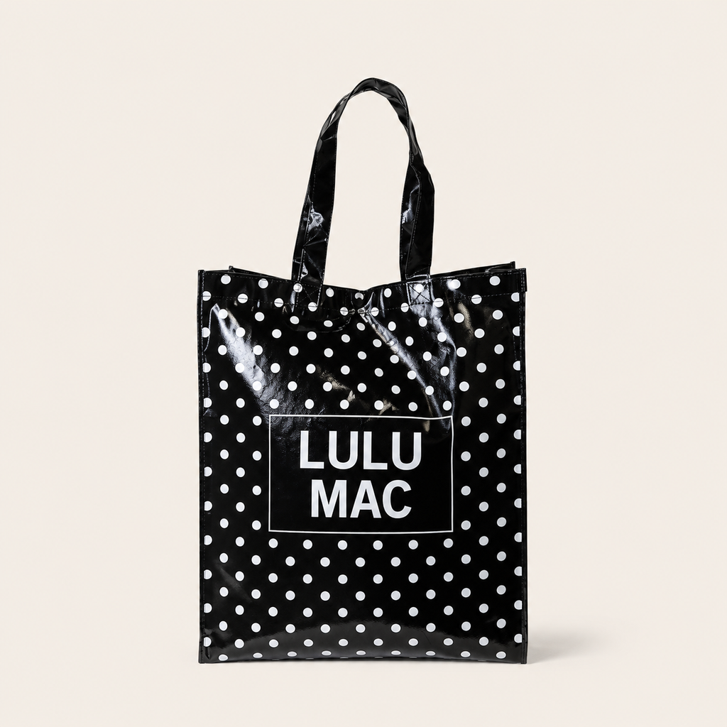 Girlie Girl Originals - LM-BG-1004 REUSABLE TOTE-BLACK WHITE DOTS