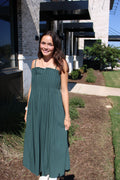 Pleated Bodice Maxi Dress Strap