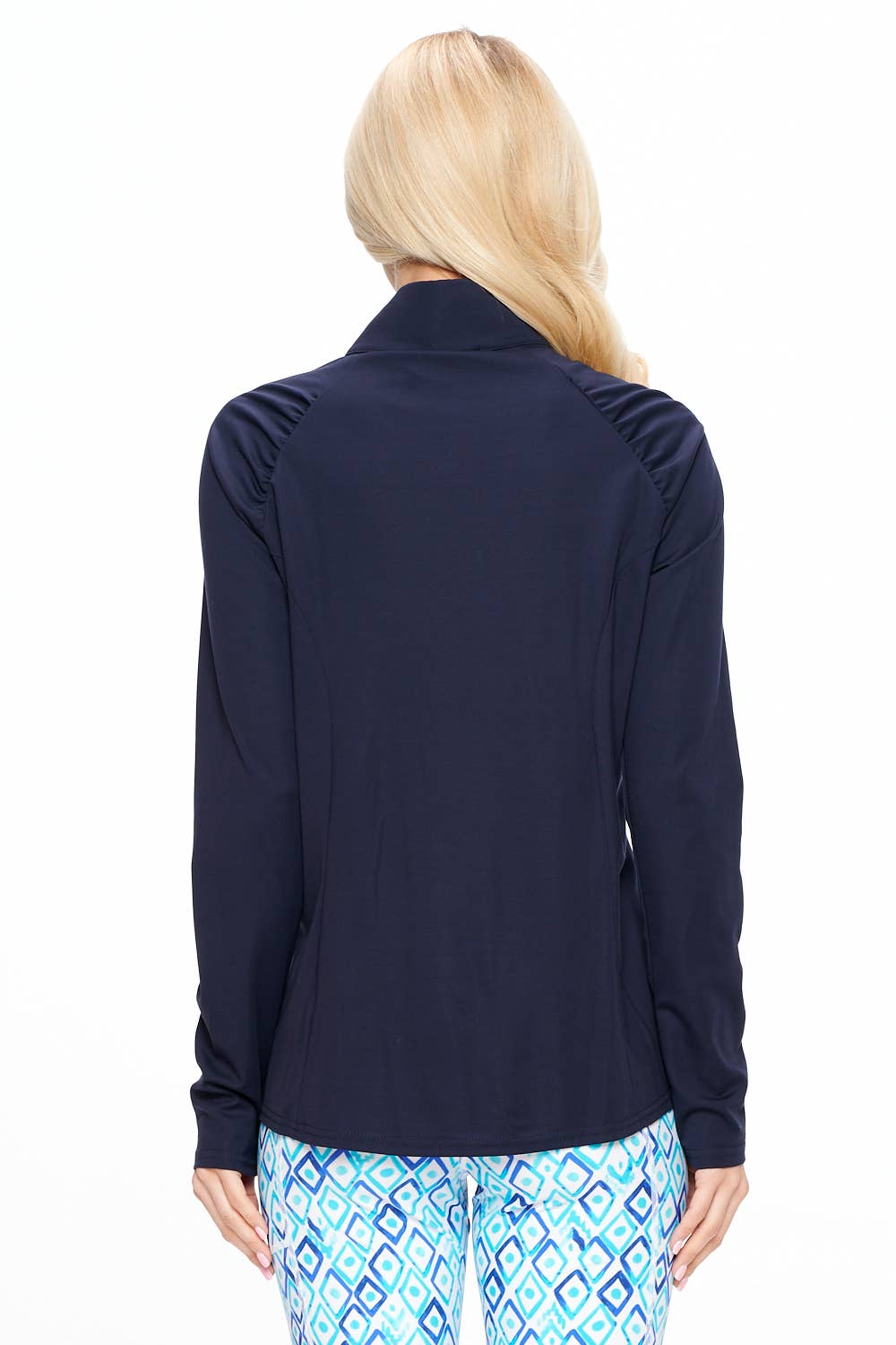 ARYEH - Navy Quarter-Zip Pullover with Gold Hardware