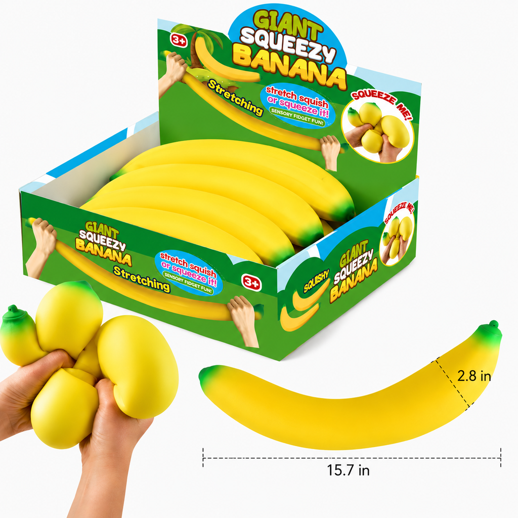 Crosstown Brands - Giant Squeezy Squishy Banana– Jumbo Slow-Rise Sensory Toy