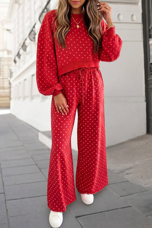 Aapparella - Polka Dot Print High Waist Pants Set | S-XL Plus 1X-4X
