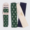 KITSCH - Recycled Fabric Active Headbands 3pc Set- Cream, Court Green & Navy Blue