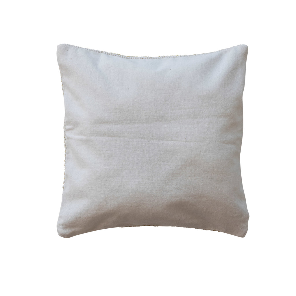 12” Square Woven Cotton Pillow W/ Metallic Gold Thread