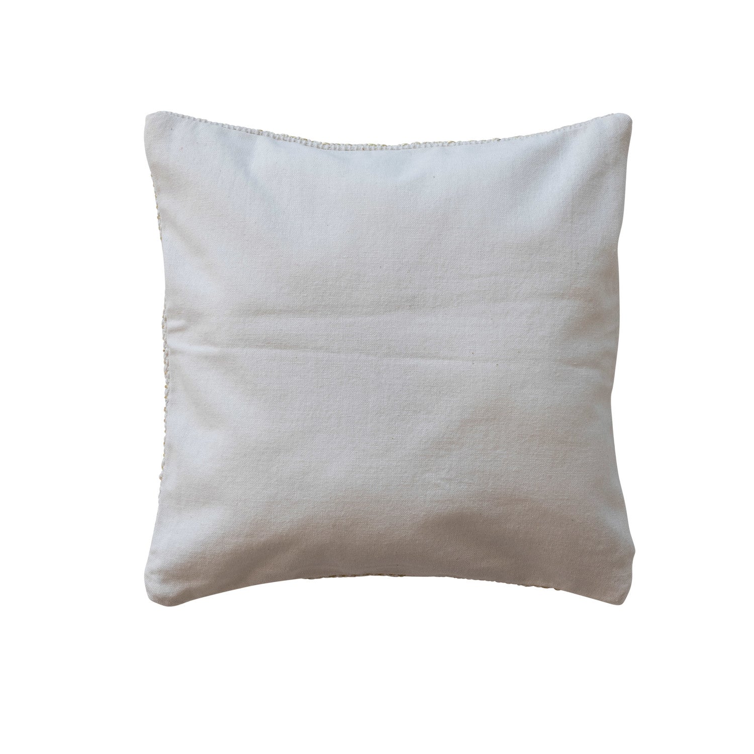 12” Square Woven Cotton Pillow W/ Metallic Gold Thread