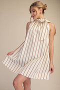 Ruffle Neck Tie Sleeveless Mini Dress