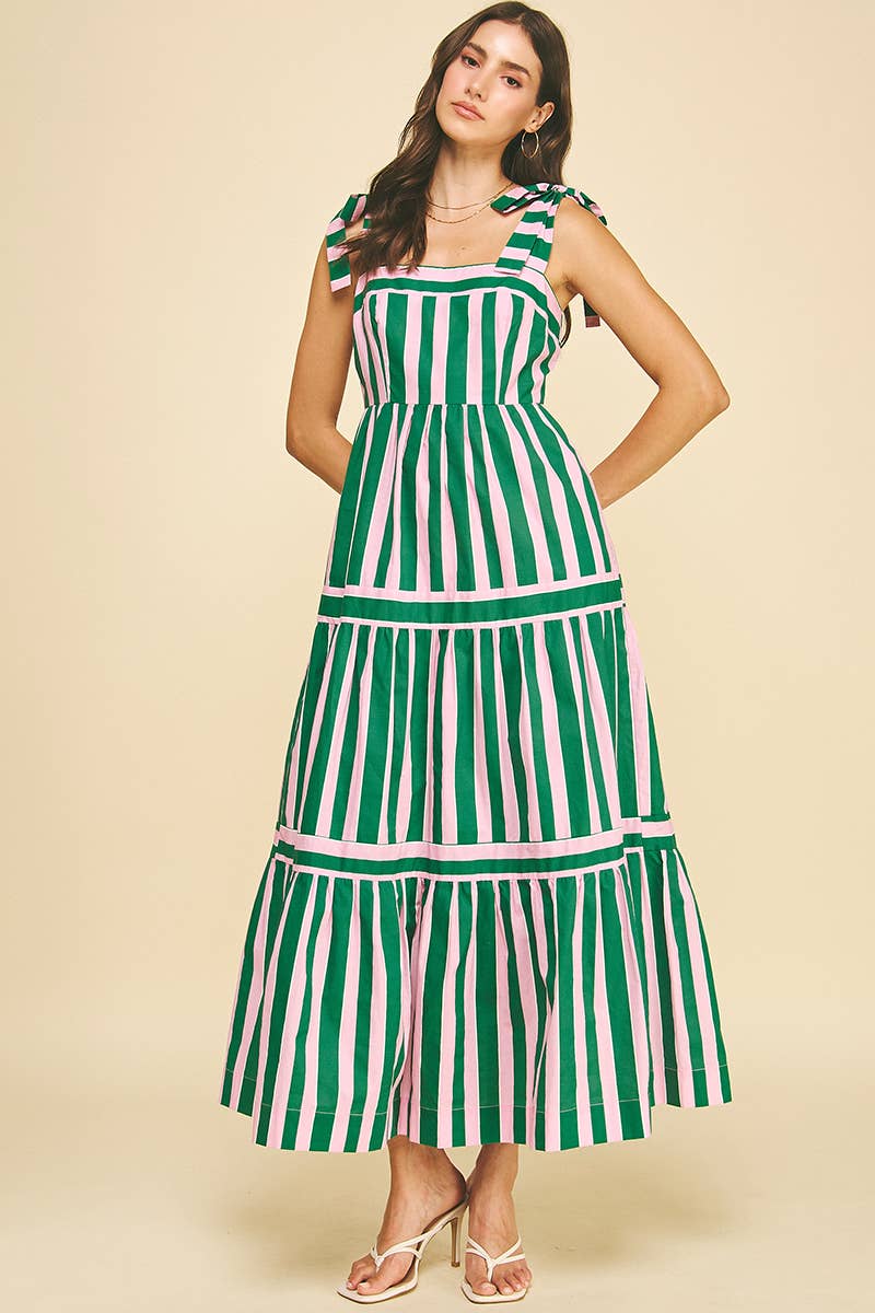 PINCH - MULTI COLOR STRIPED TIERED MAXI DRESS - 5679DA