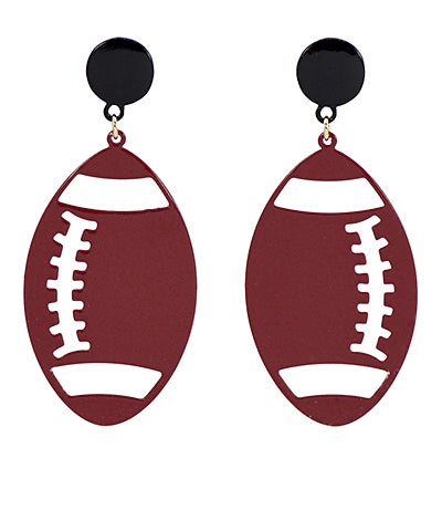 Metal Football Cutout Earrings with black stud.