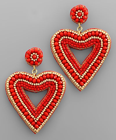 Beaded Heart Earrings