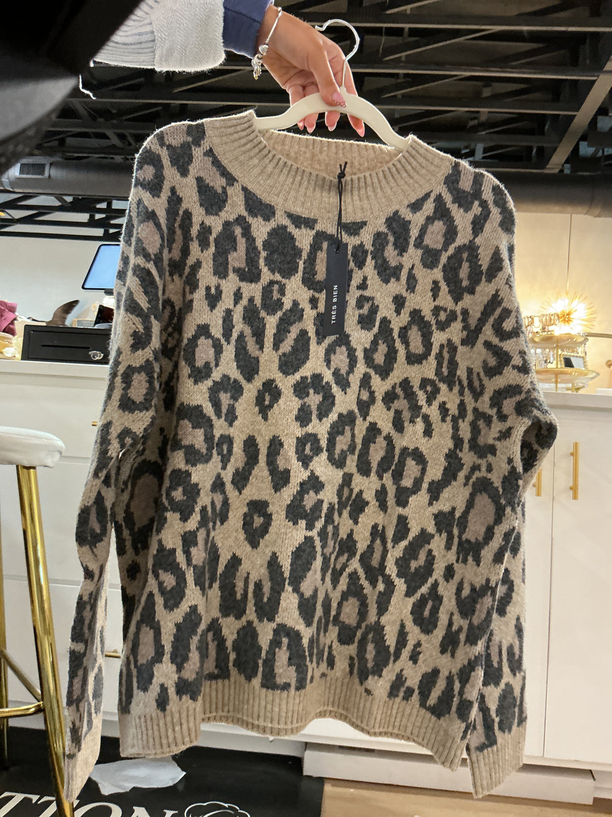 Leopard Print Mock Neck Top