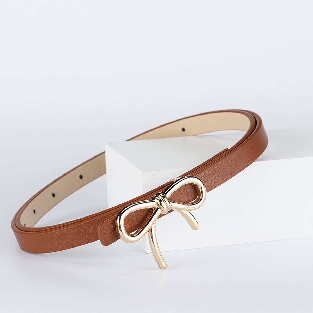 Bow Leather Skinny Belt