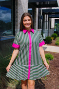 Striped Short Sleeve Mini Dress