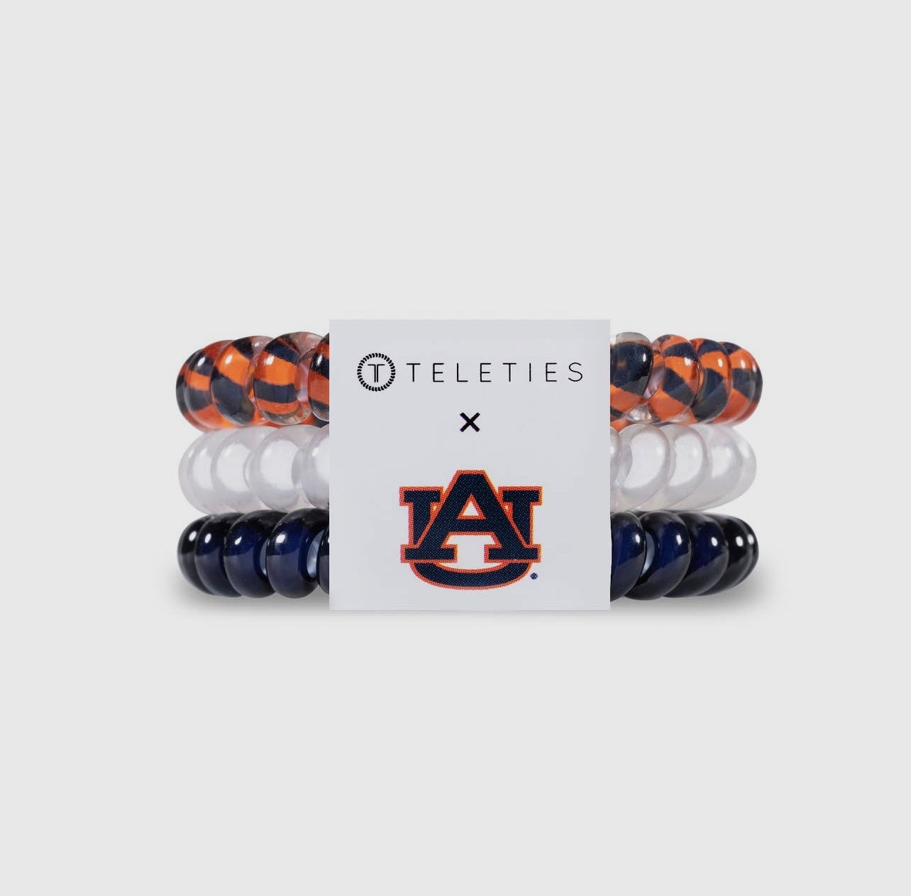 3-pack of University of Auburn Collegiate Teleties with orange and blue.