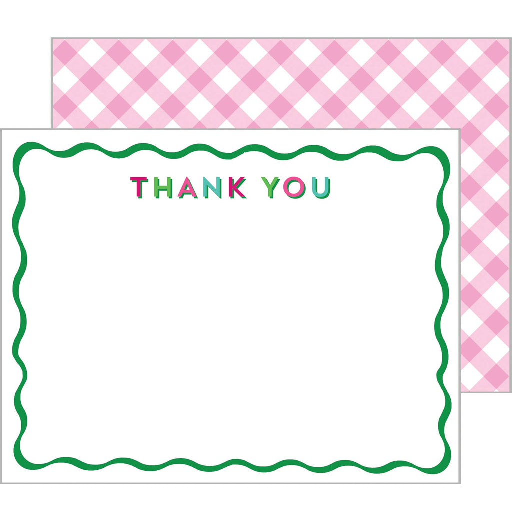 Flat Notecard | Green Scallop "Thank You"