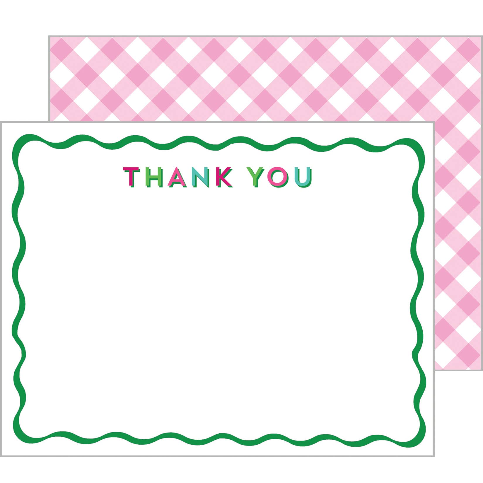 Flat Notecard | Green Scallop "Thank You"