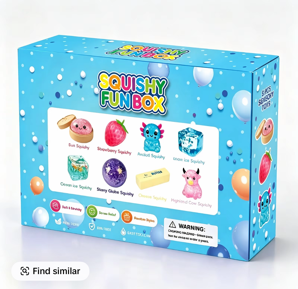 Think Sweet - Squishy Fun Box – 8 Piece  Sensory Squishy Toy Set