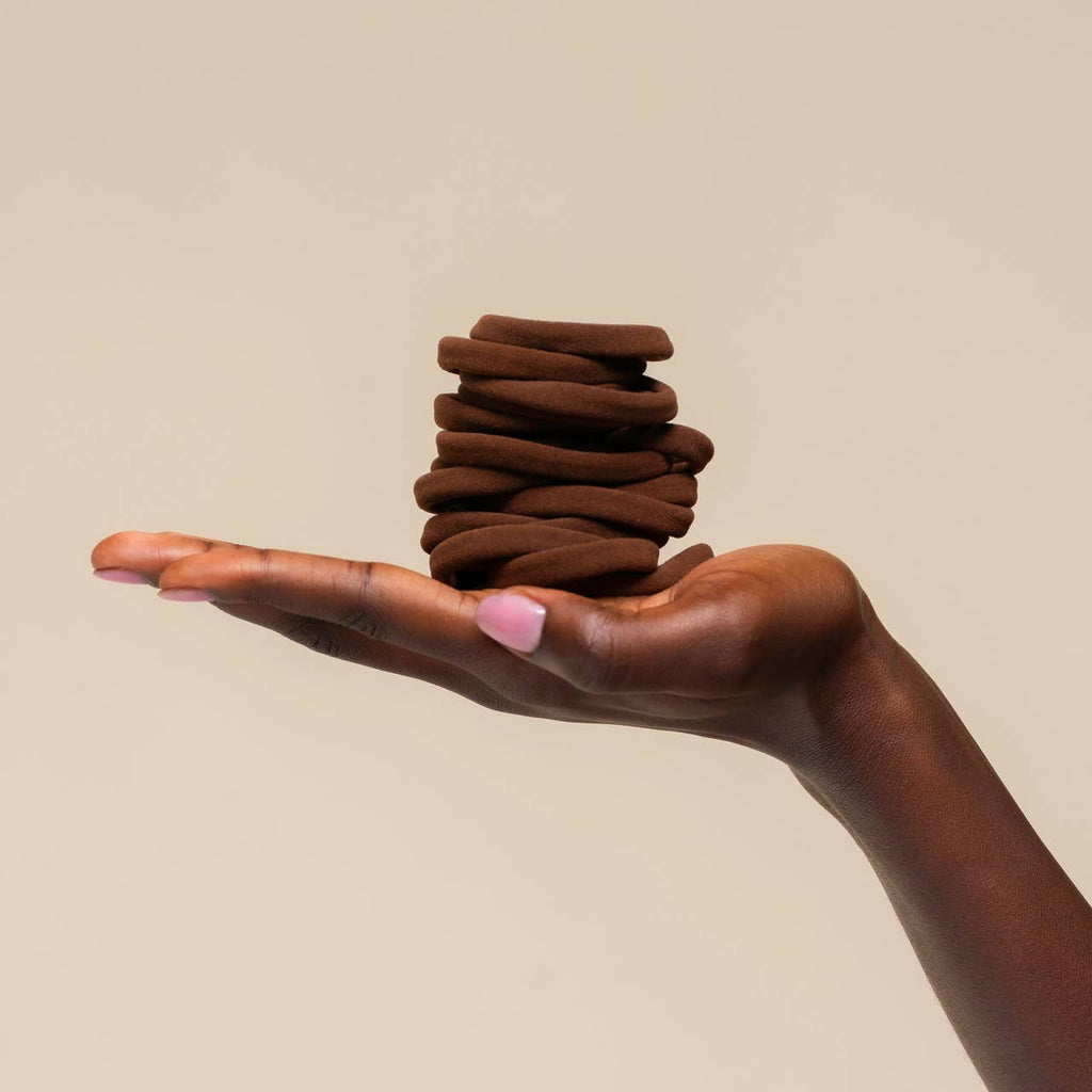 KITSCH - Recycled Fabric Seamless Hair Elastics 20pc Set - Chocolate