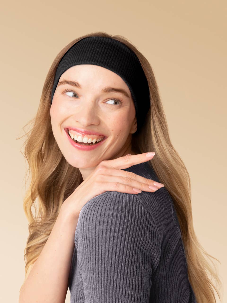 KITSCH - Recycled Fabric Ribbed Elastic Headbands 2pc Set - Black