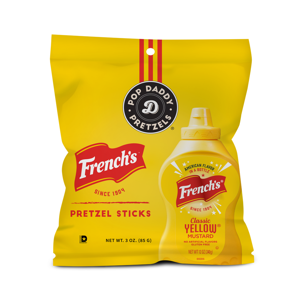 Pop Daddy Snacks - Seasoned Pretzels - 3oz - French's Mustard (NEW 12CT)