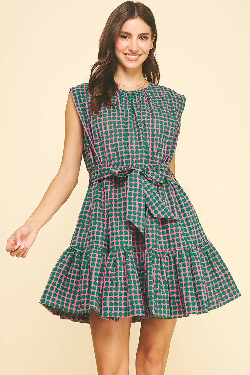PINCH - MULTI-COLOR POLKA DOT TIERED MINI DRESS - 6867DA
