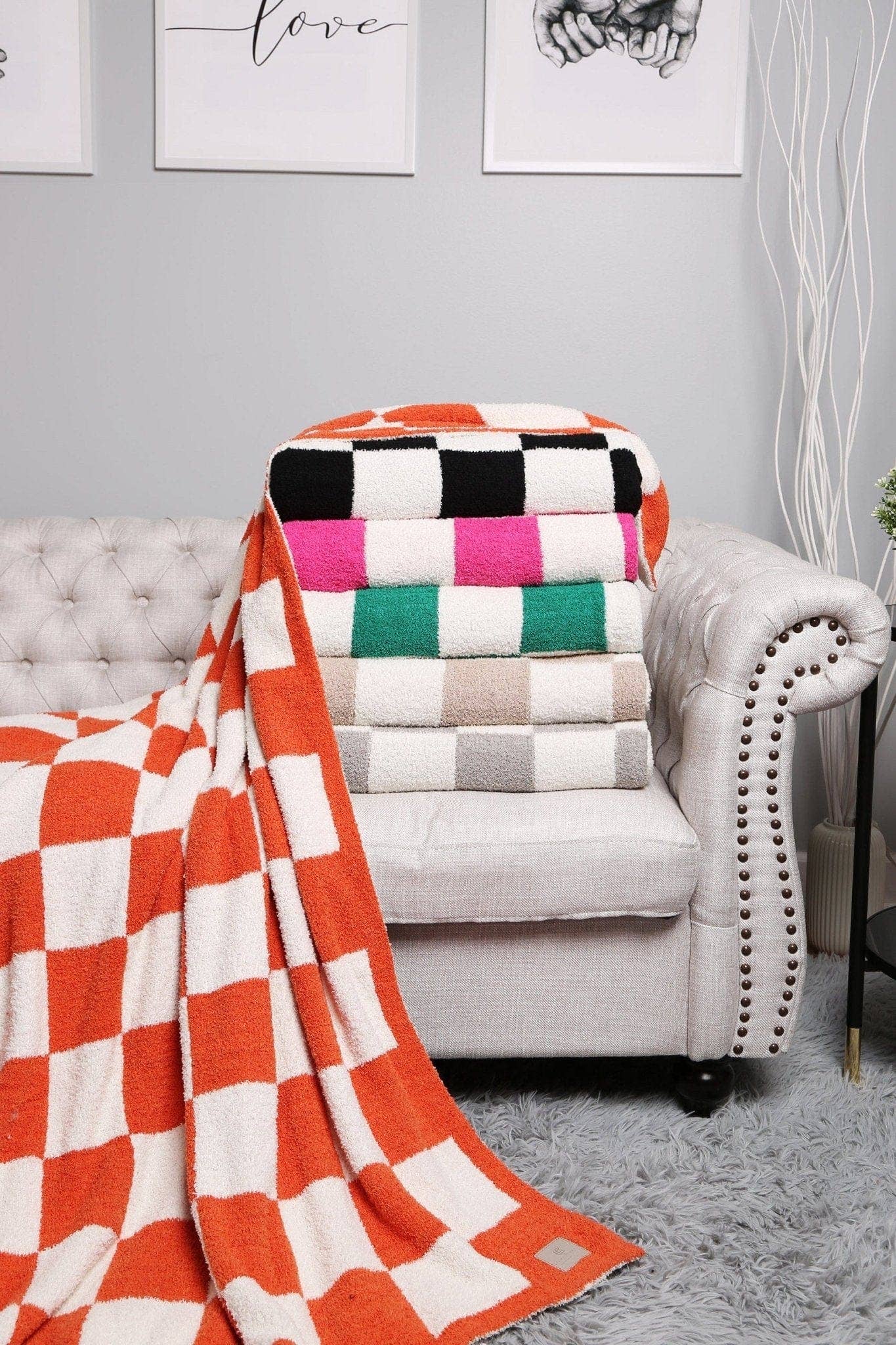 MiMi Wholesale - JCL4316 Super Lux Checkered Throw Blanket