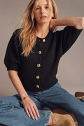 Glam - Puff Sleeve Sweater Cardigan
