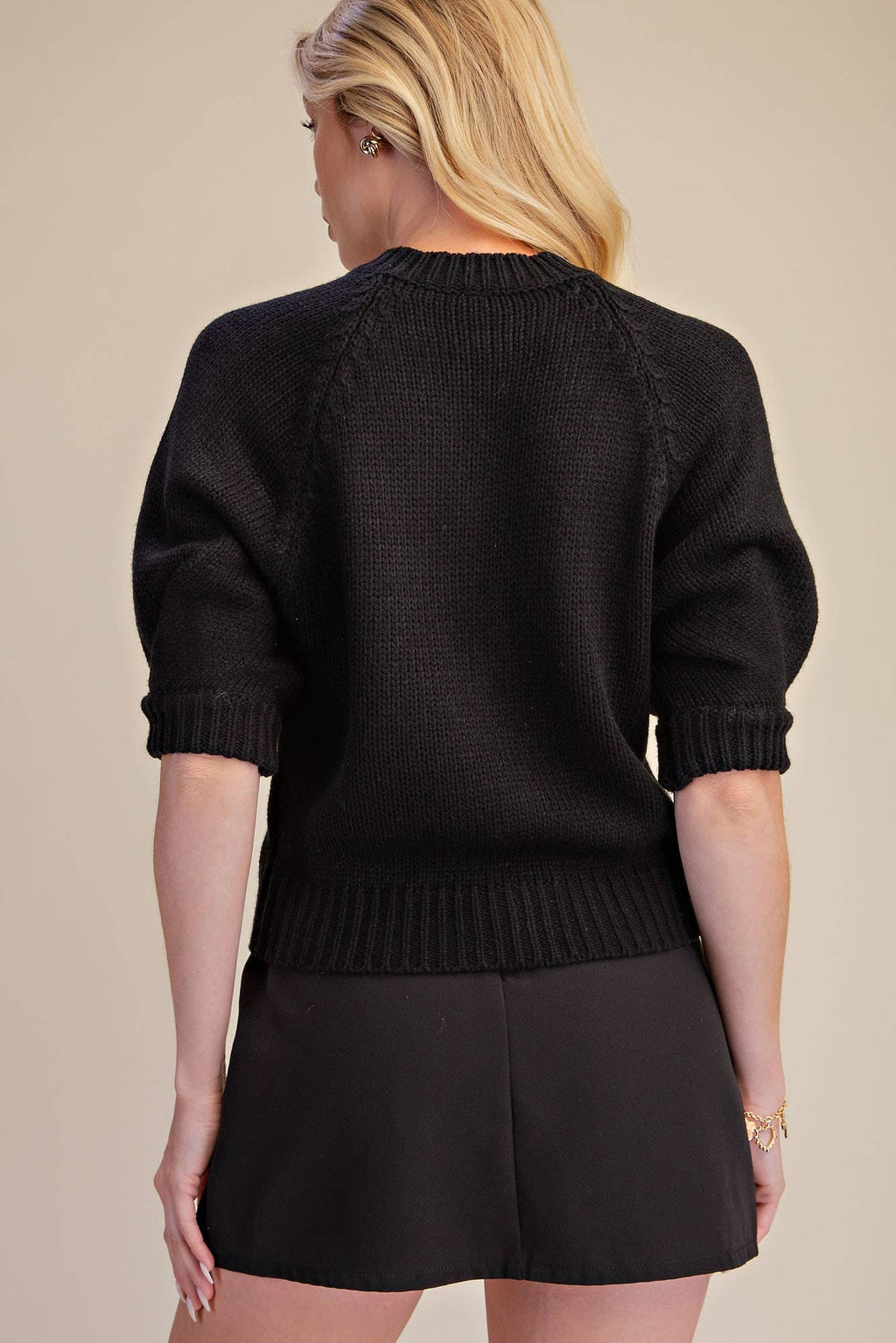 Glam - Puff Sleeve Sweater Cardigan