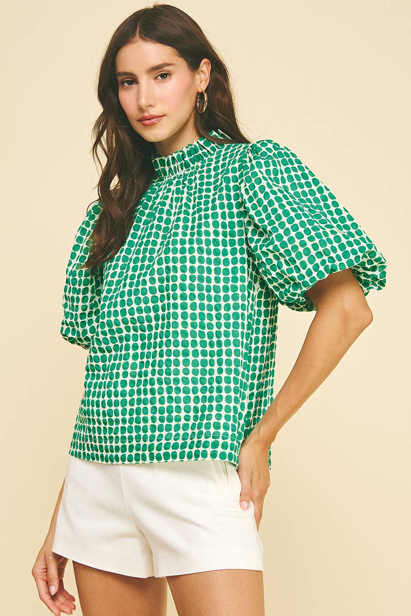 PINCH - POLKA DOT BLOUSE TOP WITH BUTTON DETAIL - 6570TA