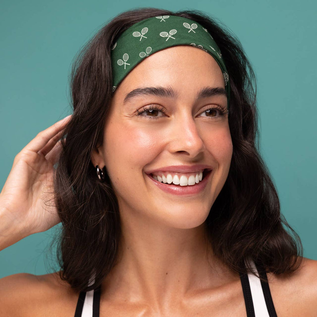 KITSCH - Recycled Fabric Active Headbands 3pc Set- Cream, Court Green & Navy Blue