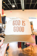 C.C GOD IS GOOD Embroidered Letter Two Tone Trucker Hat