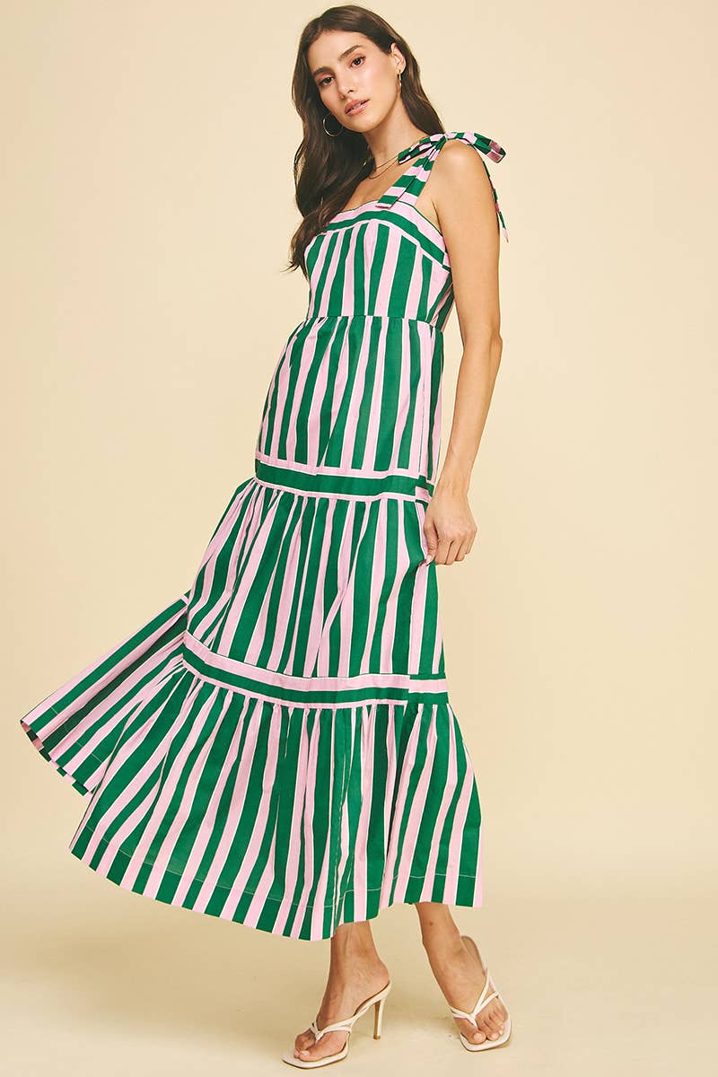PINCH - MULTI COLOR STRIPED TIERED MAXI DRESS - 5679DA
