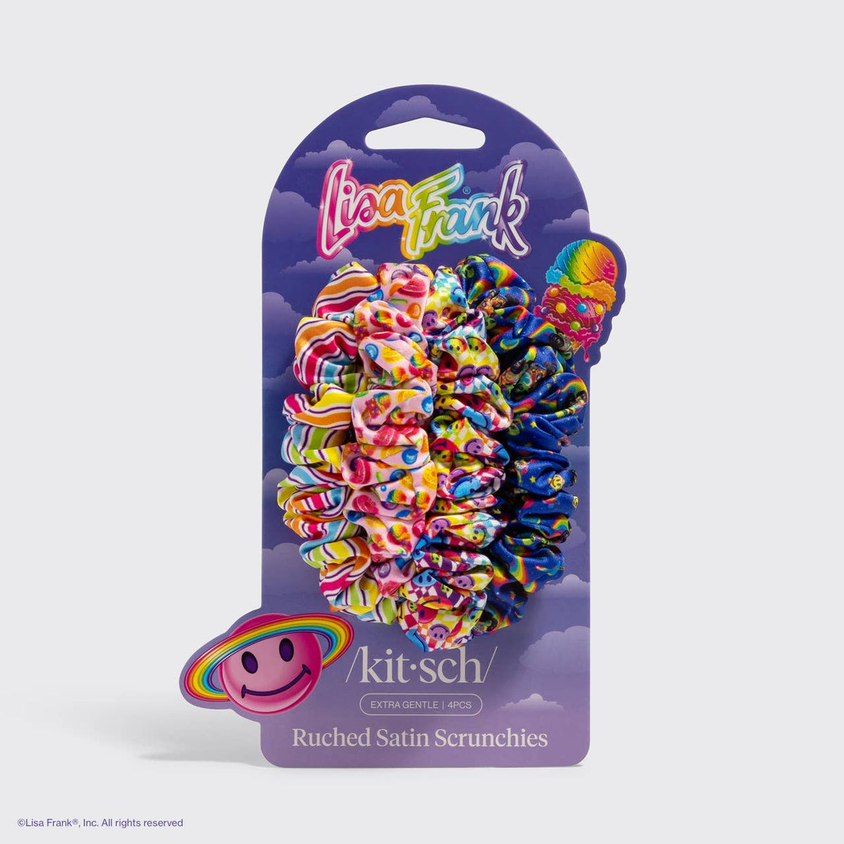 KITSCH - Lisa Frank x Kitsch Ruched Satin Scrunchies 4pc Set - Fantastic World of Lisa Frank