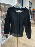 AMAYA EYELET TOP BLACK