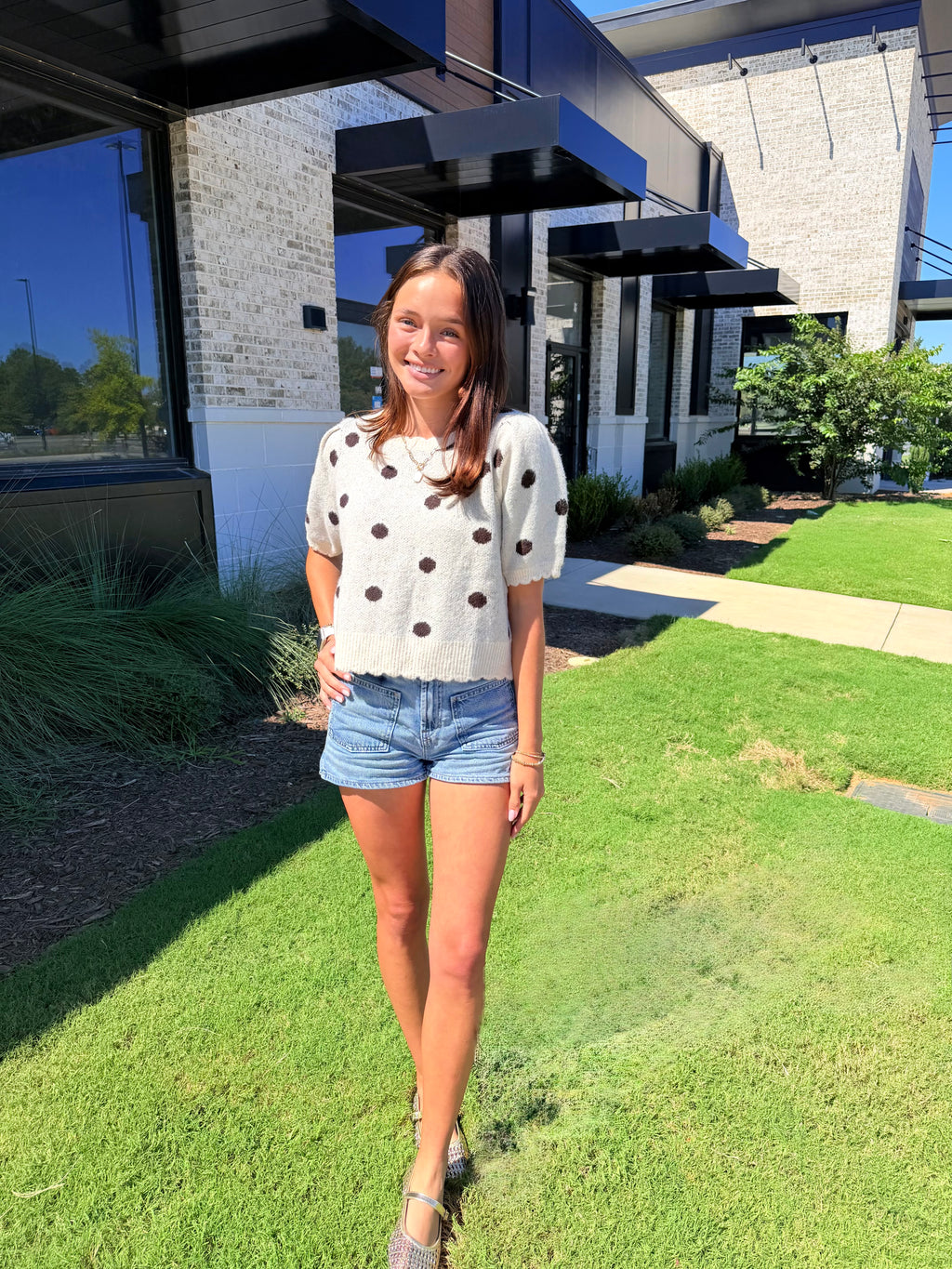 Polka Dot Short Sleeve Top