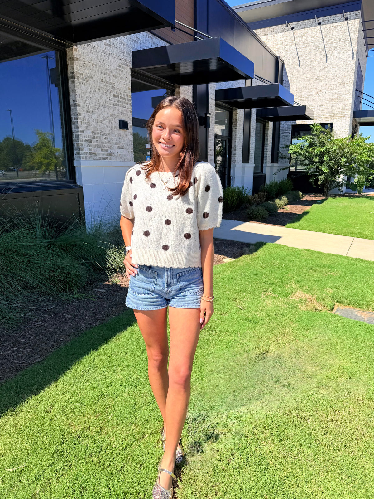 Polka Dot Short Sleeve Top