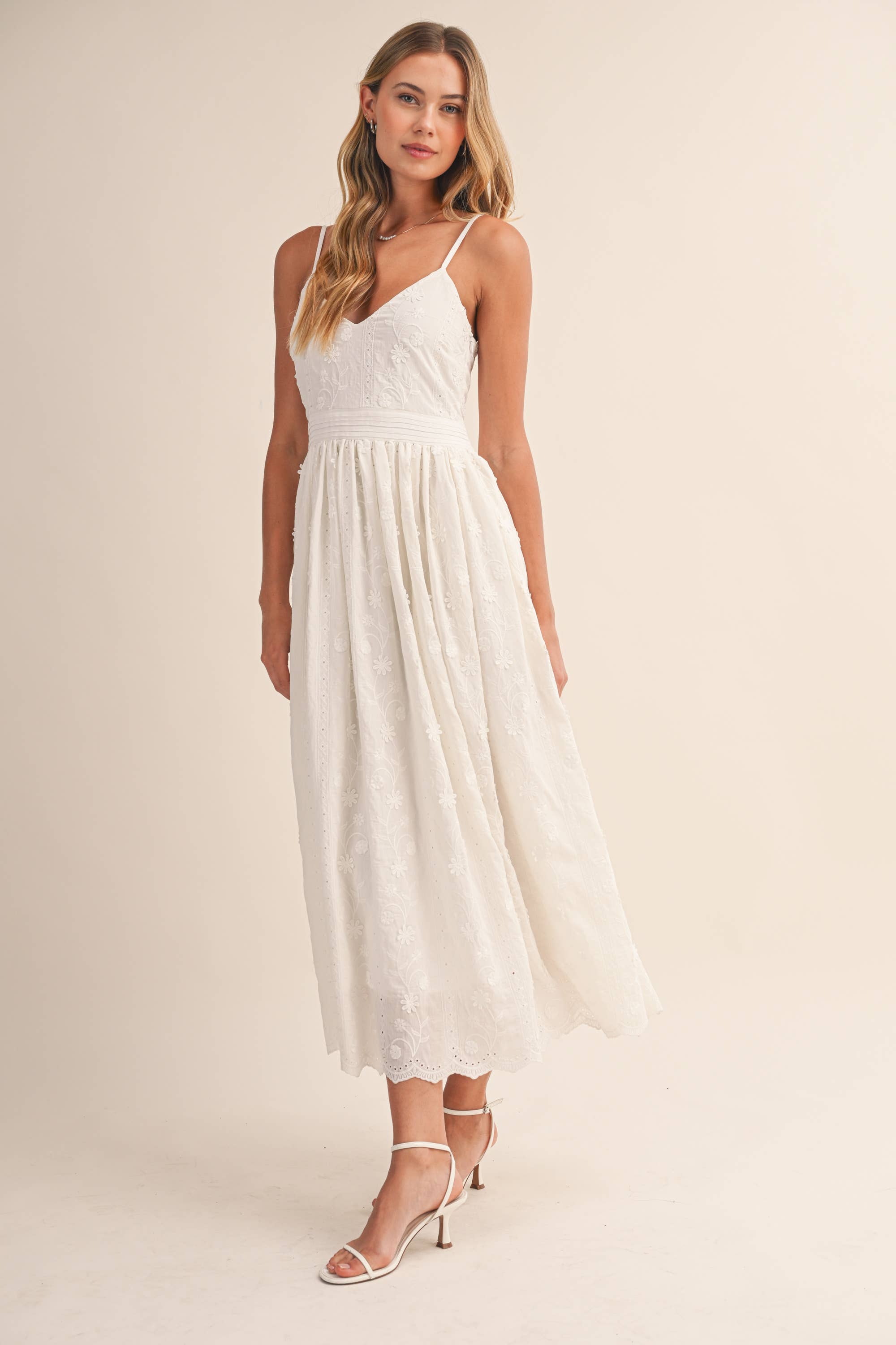 Klesis - ID9523 3D FLORAL DETAILED LACE MIDI DRESS