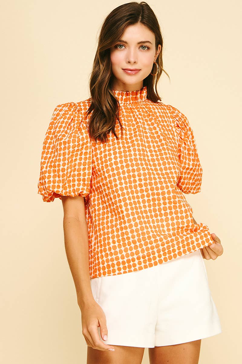 PINCH - POLKA DOT BLOUSE TOP WITH BUTTON DETAIL - 6570TA