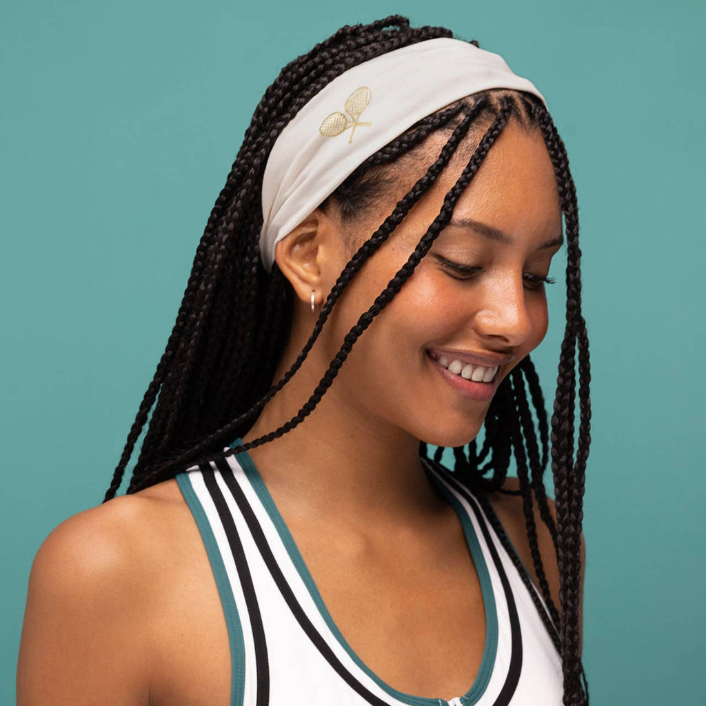 KITSCH - Recycled Fabric Active Headbands 3pc Set- Cream, Court Green & Navy Blue
