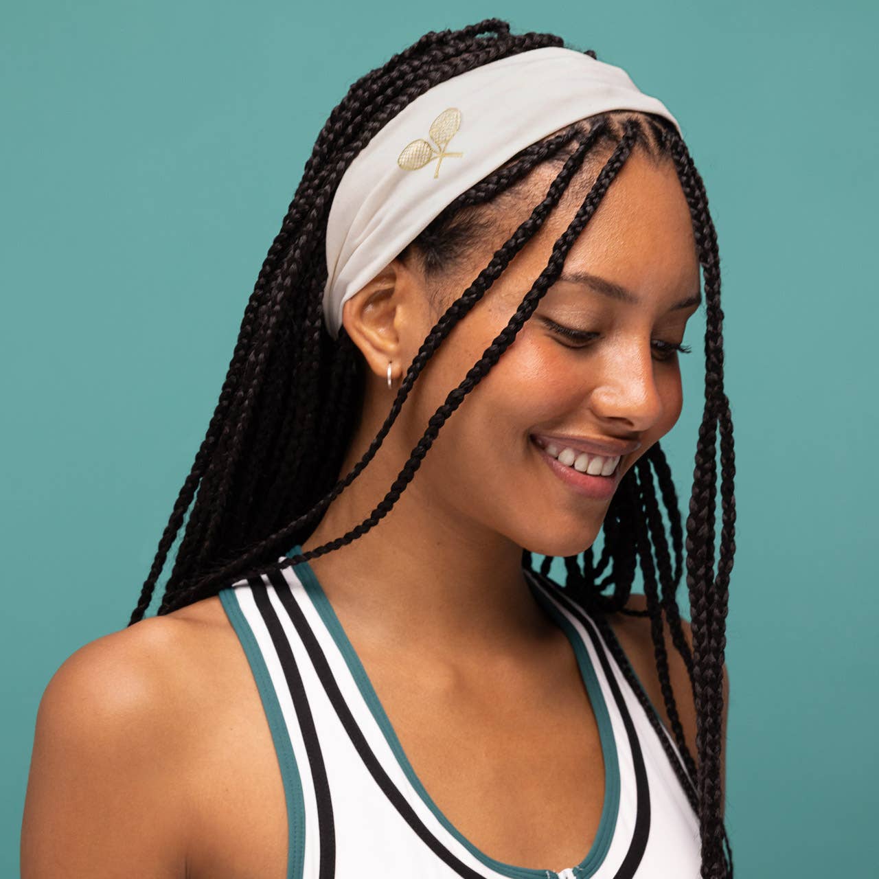 KITSCH - Recycled Fabric Active Headbands 3pc Set- Cream, Court Green & Navy Blue