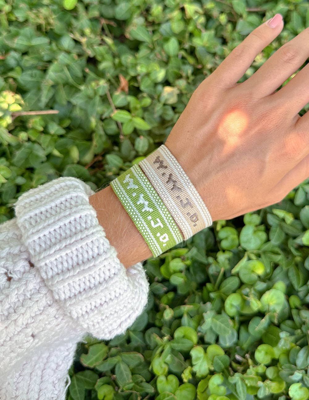 Elevated Faith - Beige WWJD Embroidered Bracelet