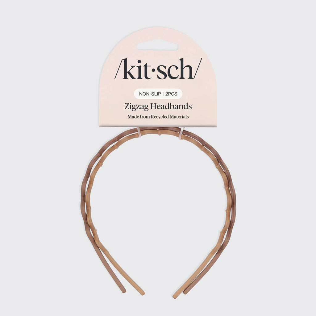 KITSCH - Recycled Plastic Zig Zag Headband 2pc - Neutral