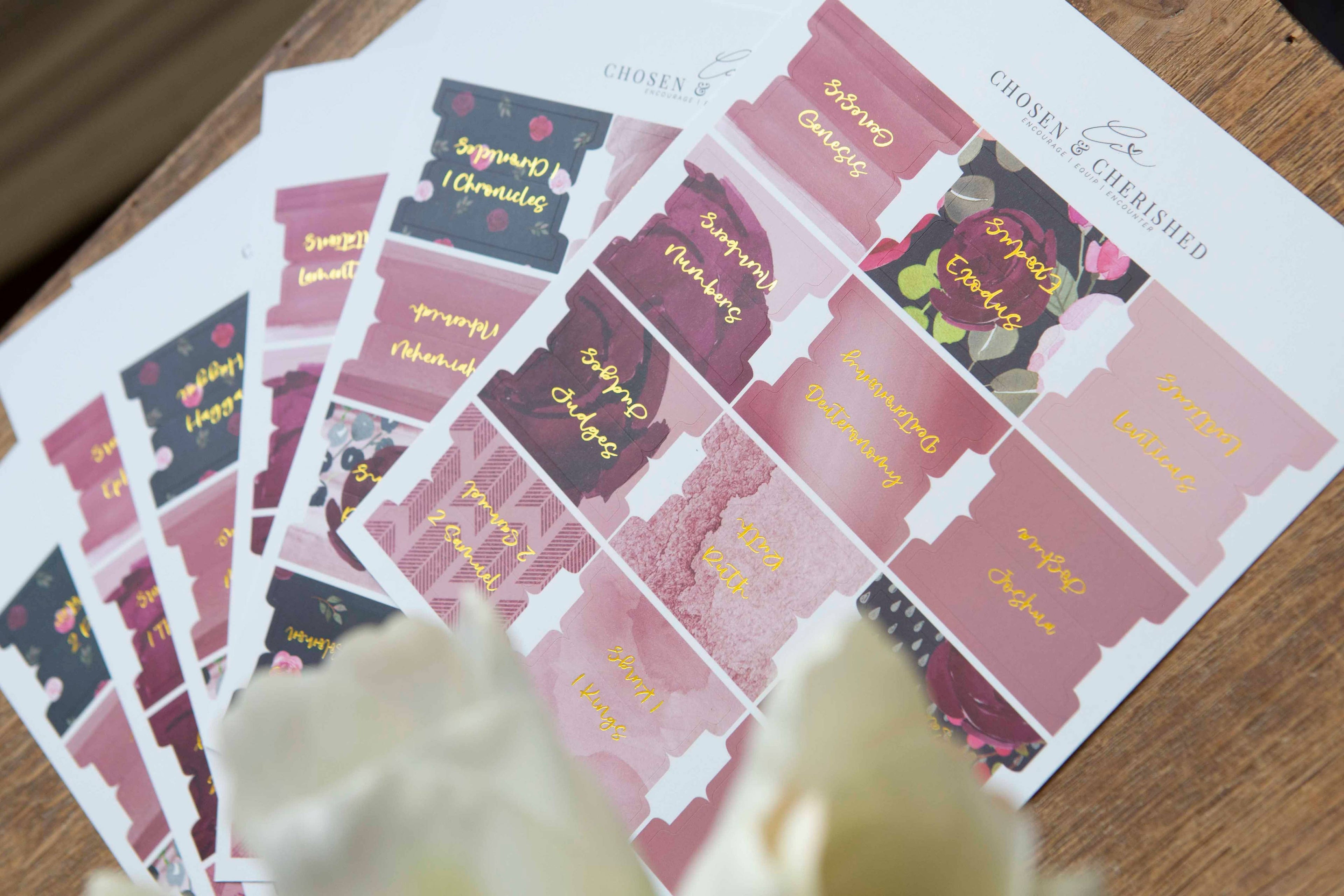 Chosen & Cherished - Floral Bible Tabs | Bible Book Tabs