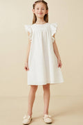 Hayden LA - Girls Textured Lace Trim Ruffle Sleeve Dress