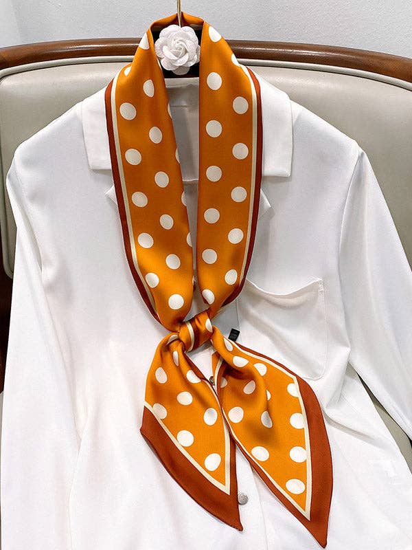 Sheer Trend - Vintage Polka-Dot Striped Printed Scarf