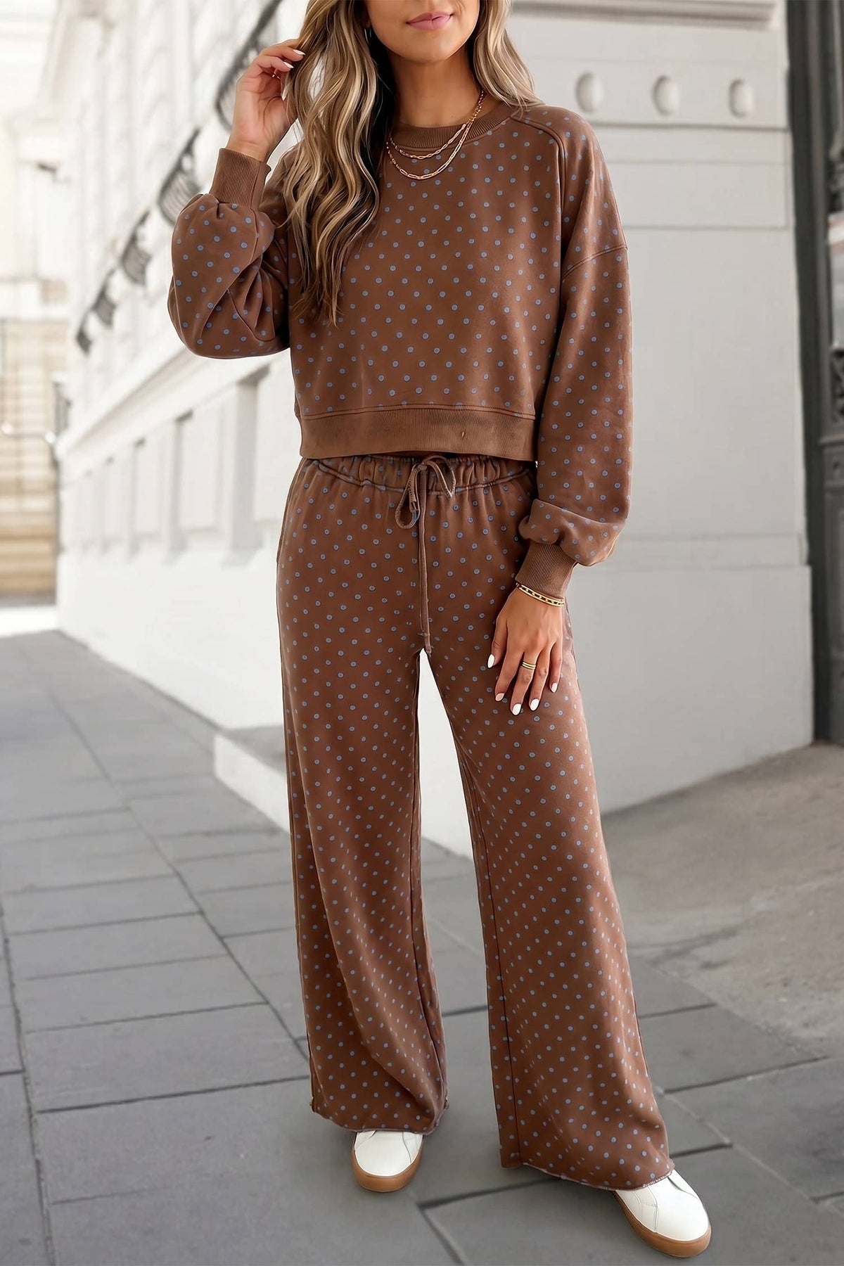 Aapparella - Polka Dot Print High Waist Pants Set | S-XL Plus 1X-4X